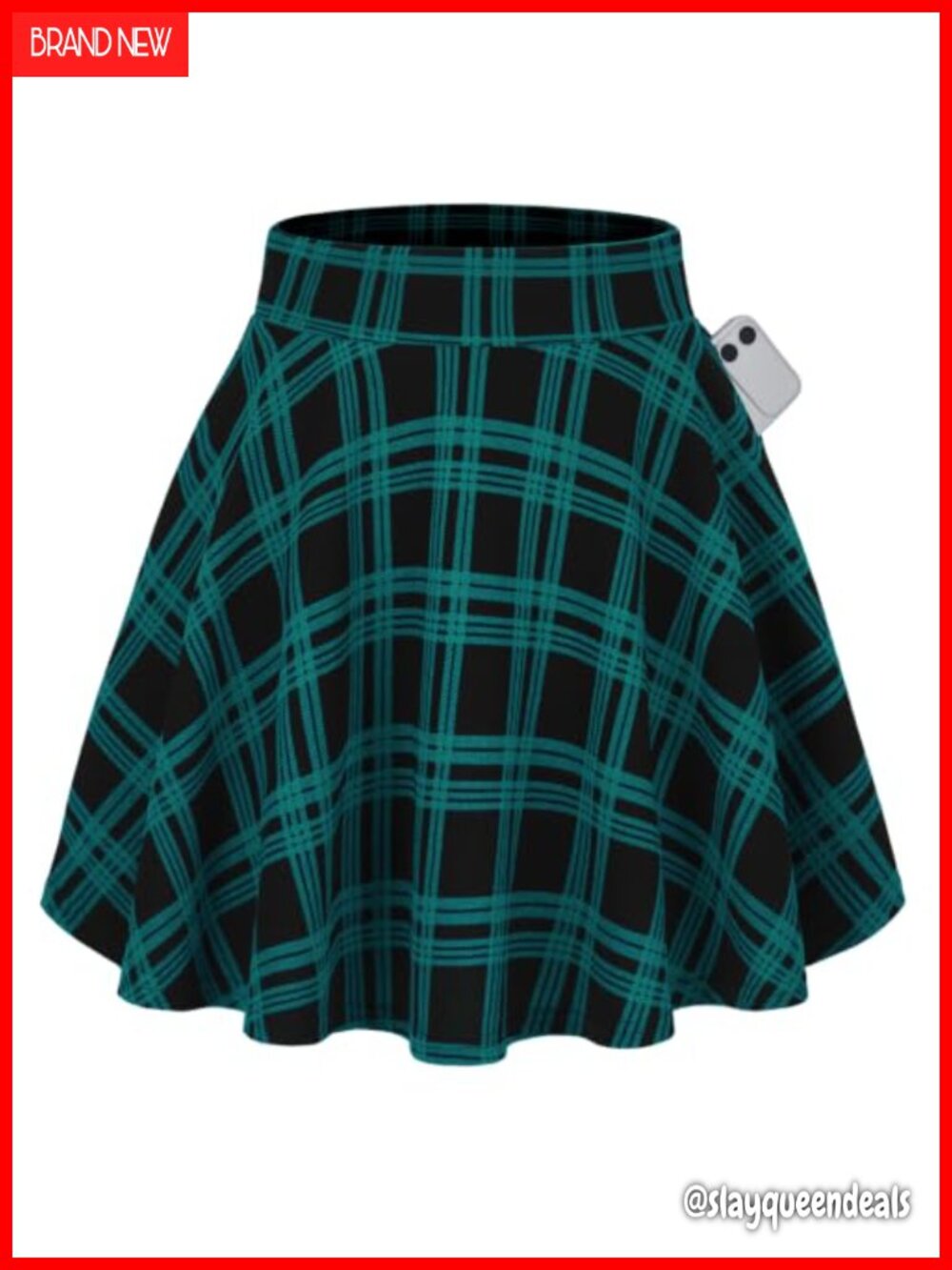 Womens Flared Mini Skater Skirt High Waist A-Line with Pockets